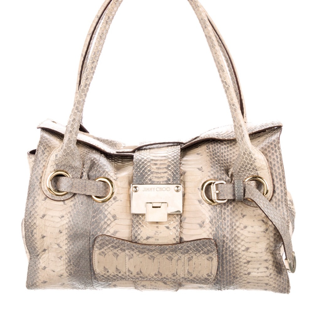Jimmy Choo Beige and Gray Snakeskin Bag